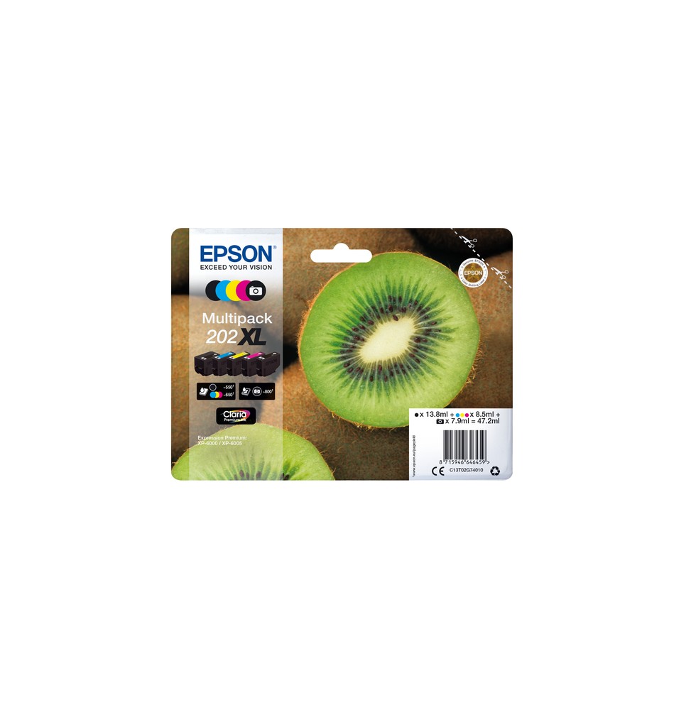 EPSON Multipack Kiwi 202XL Encre N,C,M,J 1x13,8ml+3x8,5ml