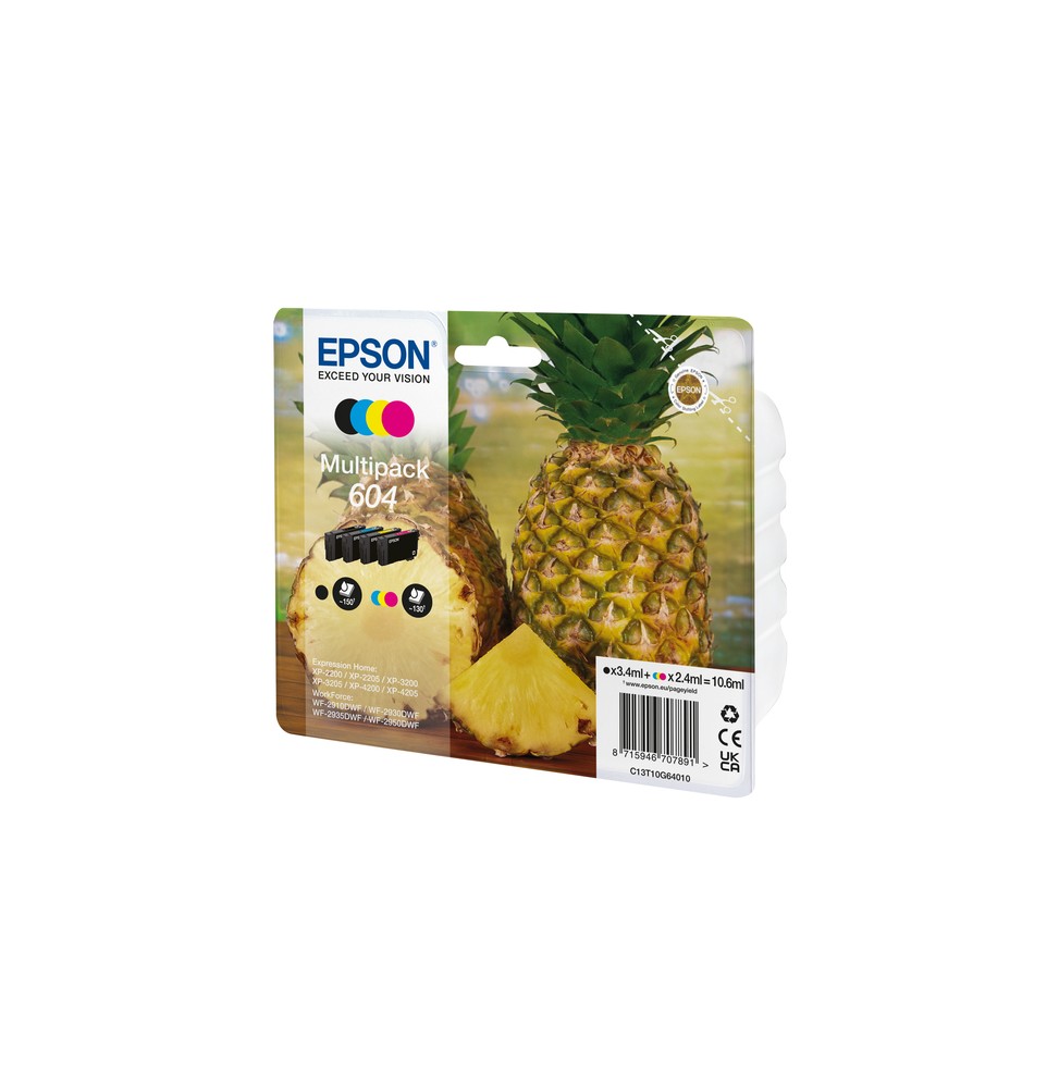 EPSON Multipack 4-colours Ananas 604 Ink 1 x 3.4 ml Black, 3 x 2.4 ml CMJ Alarmé