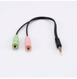 Adaptateur Jack Male/2 Jack Femelles 3.5mm - Longueur 0.20M - Noir - en sachet