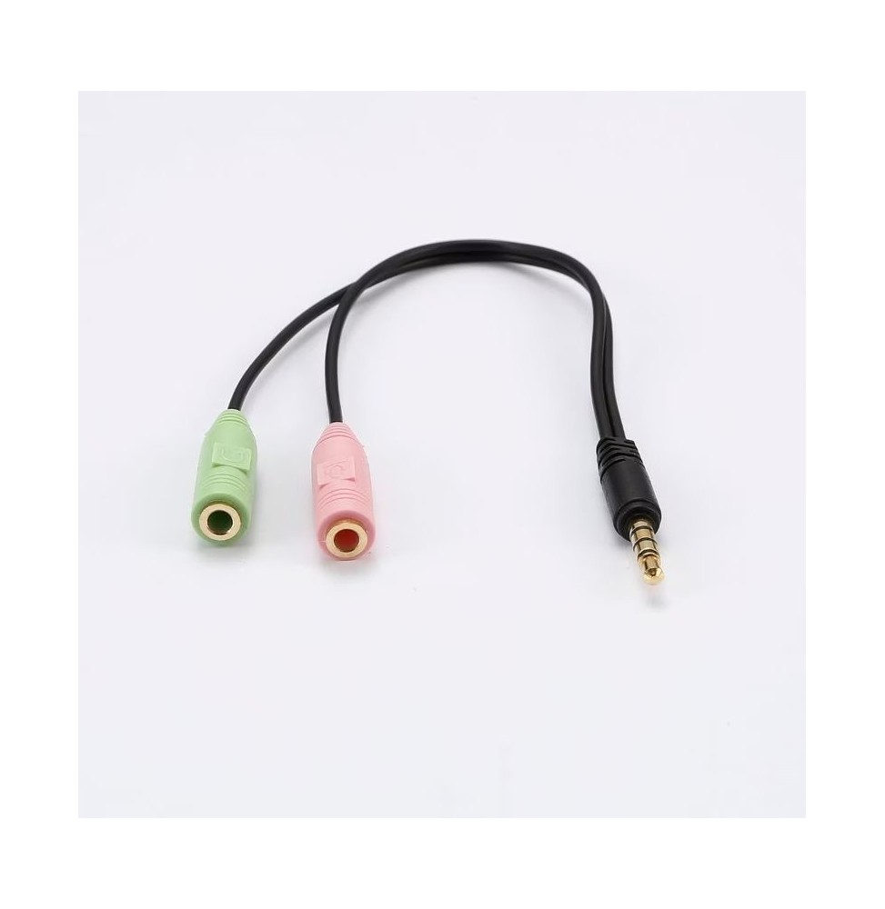 Adaptateur Jack Male/2 Jack Femelles 3.5mm - Longueur 0.20M - Noir - en sachet